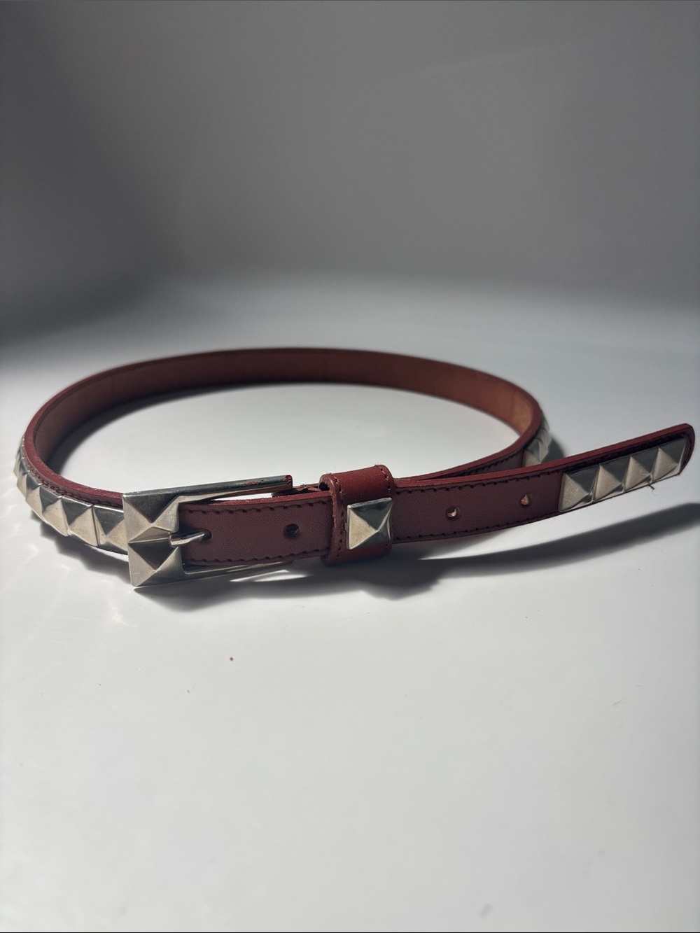 Milor Brown Leather Belt with Silver Pyramid Studs